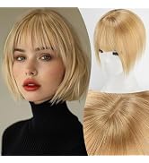 EMMOR 10 Inch Clip in Bangs, 100% Human Hair Bangs Hair Clip with 3 Secure Clips, 360°Cover Top H...