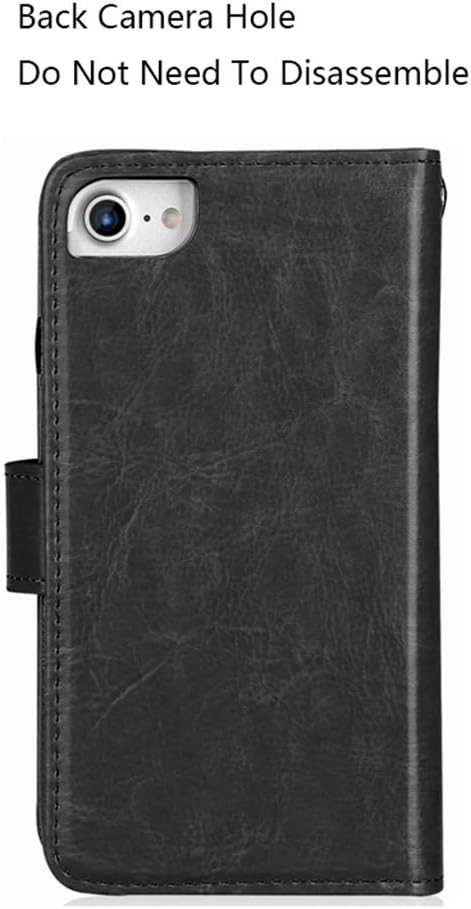 Hynice iPhone 8Plus/7Plus/6SPlus/6Plus 2 in 1 Wallet Case PU Leather Case Magnetic Detachable Slim Back Cover Card Holder Slot Wrist Strap Wallet Case for iPhone 8Plus/7Plus/6SPlus/6Plus 5.5 "(Black)