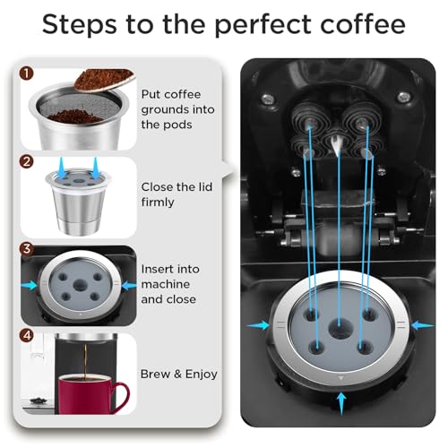 Image of Reusable K Cups for ke K Supreme | Refillable K cups with Adapter for ke K Supreme (Plus) Coffee Maker (4 pack)