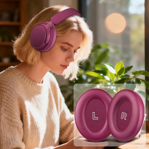Image of SOULWIT Replacement Earpads for Bose QC Ultra /New QuietComfort Ultra(2nd Gen) Wireless Headphones, Ear Pads Cushions with Softer Protein Leather, High-Density Noise Isolation Foam - Deep Plum
