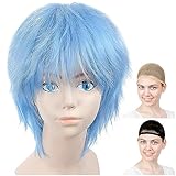 CaseEden コスプレ ウィッグ プレミアム ショートヘア ショート ウルフカット ライトブルー 水色 6052
