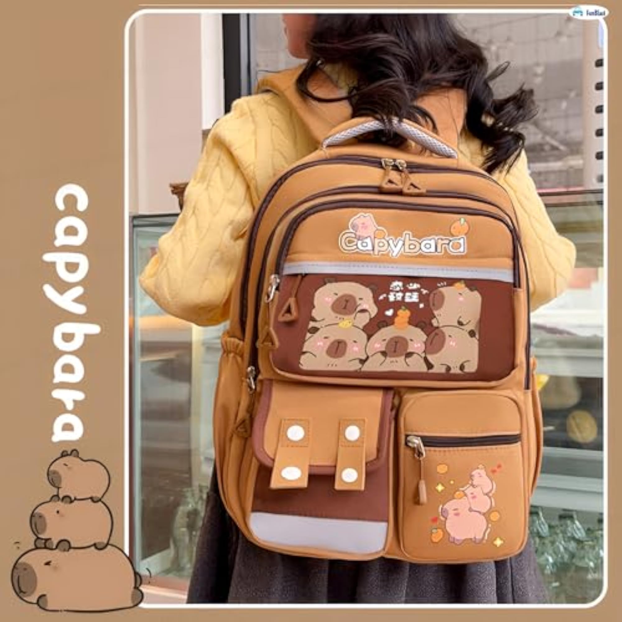Capybara Cartoon School Bag for Kids