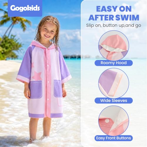Image of Gogokids Kids Swim Cover Up, Lightweight Microfiber Changing Poncho with Carry Bag, Beach Pool Coverup for Boys Girls