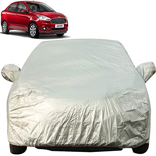 Image of Autofact Waterproof Car Body Cover Compatible for Ford Figo Aspire (Mirror Pockets, Triple Stitched, Bottom Fully Elastic, Light Grey 2 X 2 Matty)