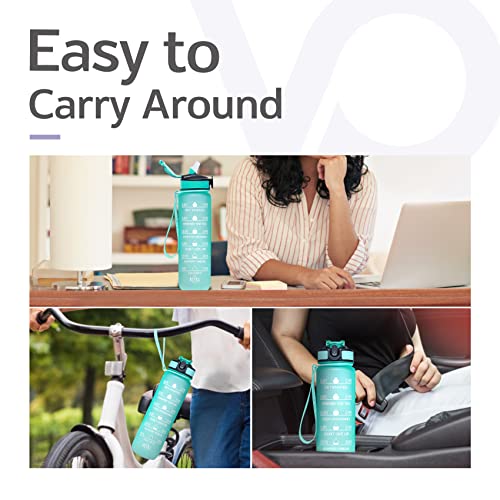 Image of Venture Pal 32oz Motivational Fitness Sports Water Bottle with Time Marker & Straw, Large Wide Mouth Leakproof Durable BPA Free Non-Toxic-Mint Green