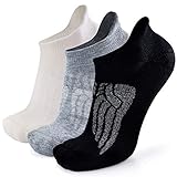 Busy Socks Merino Wool Ankle Socks for Women, Mens Novelty Wing Mesh Breathable Thick Padded Runner Socks, Black/White/Light Grey, Medium, 3 Pairs