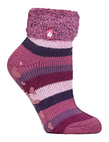 HEAT HOLDERS - Ladies Extra Soft Fluffy Non Slip Thermal Low Cut Ankle Slipper Lounge Bed Socks with Grips
