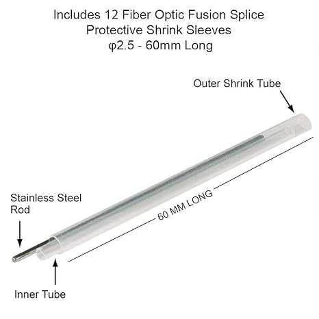 6 Strand Single-Mode SC OS1 Fiber Optic Cable Pigtails for Fusion Splicer Splicing. Includes 6 Fiber Optic Fusion Splice Protective Shrink Sleeves 2.5-60 mm Long (SC SM OS1)