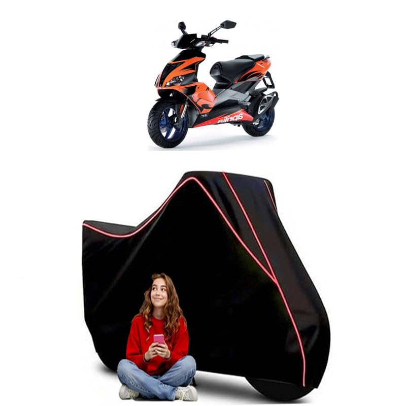 Image of SR 50 R Scooty Bike Cover Water Resistant Outdoor Use Universal Fit Scooters Motorcycles Heavy Duty UV Protection Dust Rain Scratch Resistant Elastic Bottom Black Blue Piping