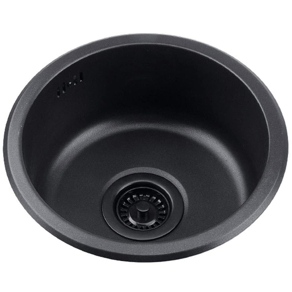 Évier de cuisine rond noir anti-bouchon petit lavabo encastré acier inoxydable 30cm