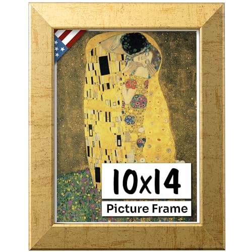 US Art Flat Antique Gold 10x14 Picture Frame - Handmade American Flat 1