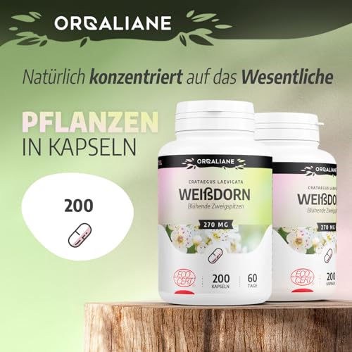 Bio Weißdorn - Hawthorn Leaves with Flowers - 810 MG/Tag - 200 Kapseln | Ohne Zusätze, Premium Naturprodukt