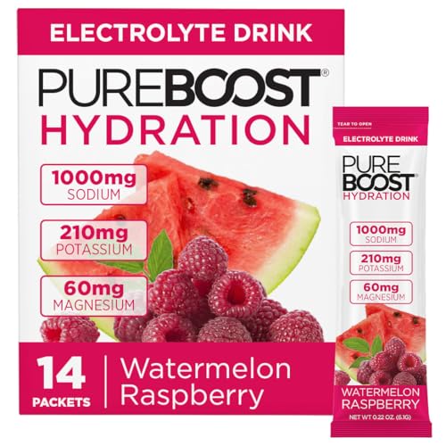 Image of Pureboost Sugar-Free Electrolyte Hydration Packets, Watermelon 14ct | Zero Calories, Fast Hydration Drink Mix with 1,000mg Sodium, Potassium & Magnesium
