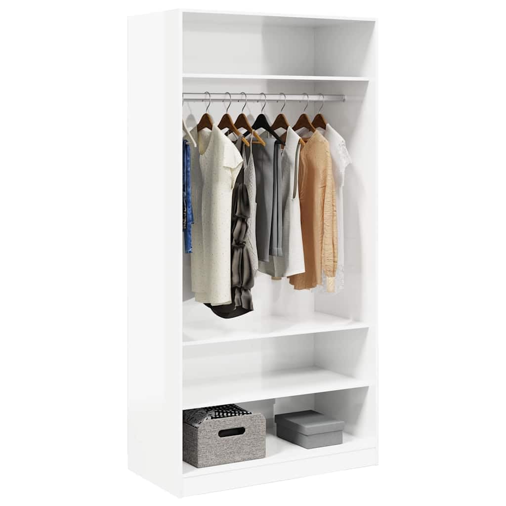 Armadio in legno bianco lucido, 100 x 50 x 200 cm, moderno armadio per camera da letto, pratico contenitore con ante
