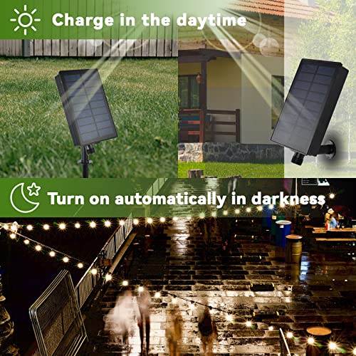Solar String Lights Outdoor, 23 Ft Solar Powered Patio Lights With 13 Commercial Grade Led Shatterproof Bulbs, 4 Lighting Modes Weatherproof Hanging Vintage Edison Bulbs For Bistro Garden, 2700K #TOP5