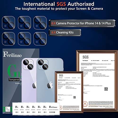Ferilinso For Iphone 14 Iphone 14 Plus Camera Lens Protector For Iphone 13 13 Mini Camera Lens Protector Accessories Camera Cover 9H Glass Unbreakable Protection Case Friendly 6 Pack #TOP2