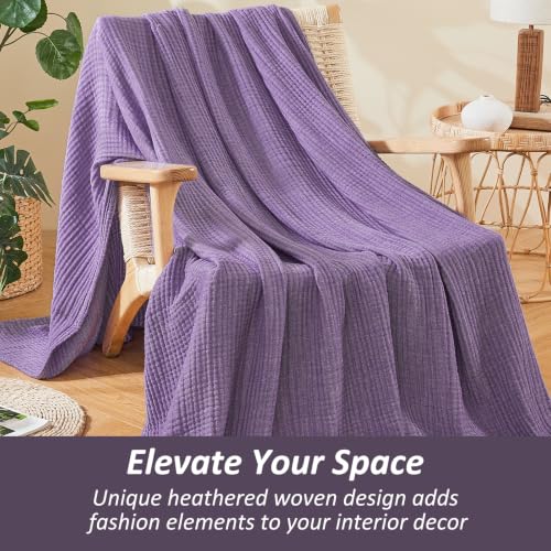 Image of EMME Muslin Cotton Blanket Adults Heather Purple Throw XL 50 inchx70 inch