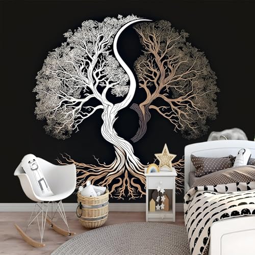 Generico Carta Da Parati Fotografica Yin Yang Albero Della Vita Camera Da Letto Dei Bambini Asilo Nido Carta Da Parati 300 X 210 Cm Fotomurale Decorazione Per Soggiorno