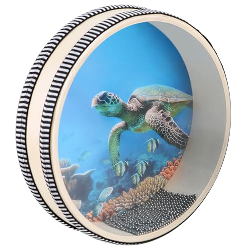 EASTROCK 8 Inch Wave Bead Ocean Drum Sea Sound Drum with Hardwood Shell Sound Healing Instruments Natural Color Musical Instrument Ocean Percussion for Meditation Relaxation