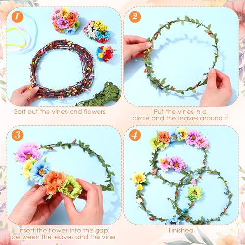 Suncalla 30 Sets Flower Crowns Kit, DIY Floral Wreath Garland, Azalea by Suncalla - Used condition - Image 5