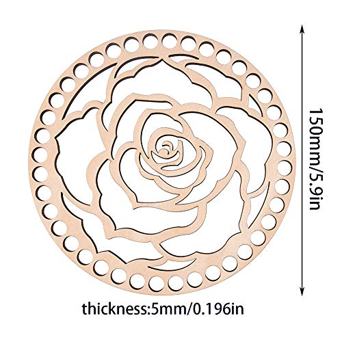 Image of GORGECRAFT Wooden Embroidery Floss Organizer Cross Stitch Thread Holder Storage Tool Floral Rose Round Thread Needlework Sorter Sewing Crafts for DIY Knitting Crochet Bag Bottom Flat Round with Flower