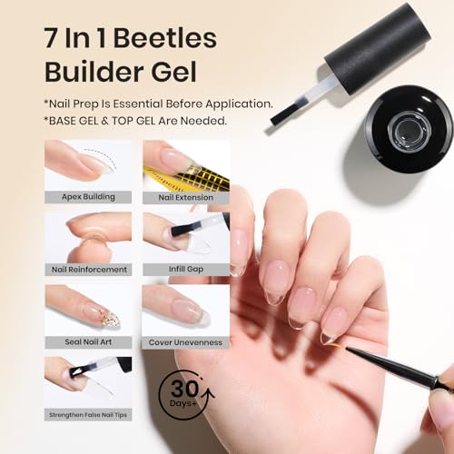 Image of Beetles Builder Gel for Nail and Blooming Gel Set, 2 Pcs 15ml Nail Art Polish for Spreading Effect Marble Stone Builder Extension, Soak Off LED Lamp DIY Manicure Nails Gifts for Women