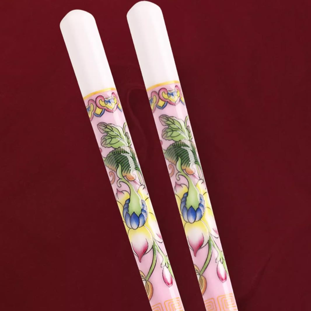 Coffret cadeau de baguettes en porcelaine chinoise, coffret cadeau de 10 paires de baguettes réutilisables lavables au lave-vaisselle avec étui, baguettes en céramique d'os de haute qualité avec
