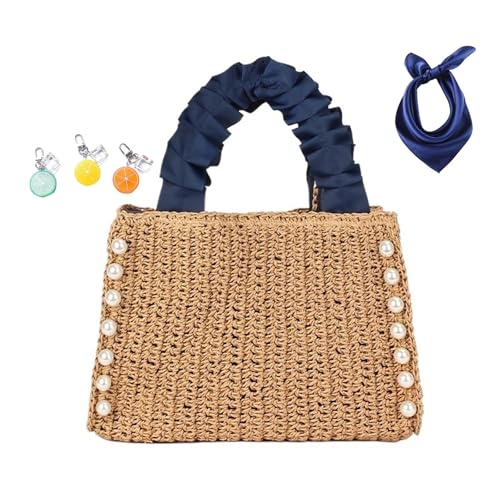 Bolso de mano de playa tejido a mano de ratán