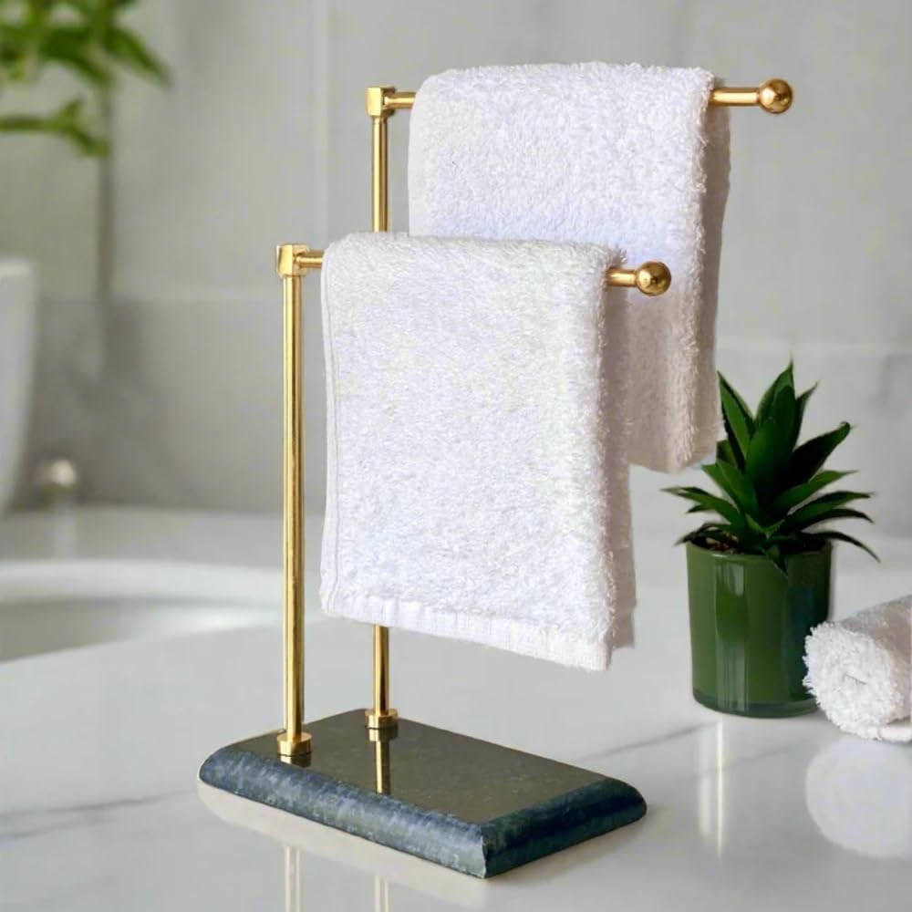 - MASON HOME Melrose Hand Towel Stand - Black & Gold - 1pc |Heavy Marble Base | Easy to Use | Bathroom - Kitchen - Bedroom - Washbasin | Towel - Kitchen Roll - Paper Towel | Décor | Organizer | Stand
