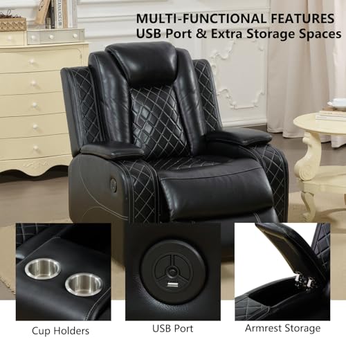 Sillón reclinable negro de cuero artificial con LED miniatura 5