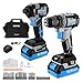 DEKOPRO Werkzeugset Bürstenloses 2-in-1-Elektrowerkzeug mit 20V Akku-Bohrschrauber und Schlagschrauber, Enthält 2 Akkus - für Reparaturen und Allgemeine Arbeiten, Blau-Grau