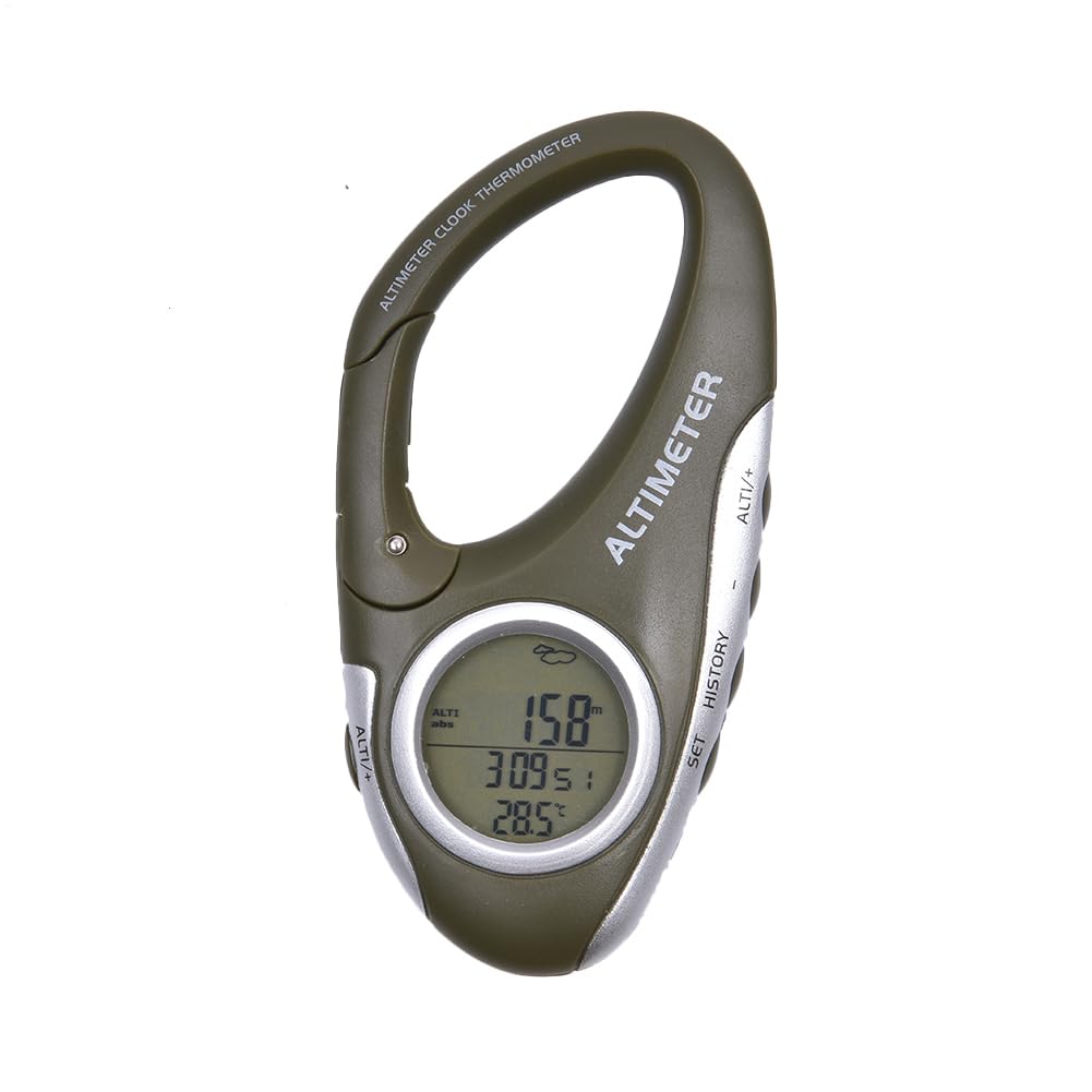 Altimetro per l'escursionismo, strumento digitale multifunzione, calendario di da montagna con carabiner, ideale per escursionisti, esploratori, viaggiatori, donne e uomini