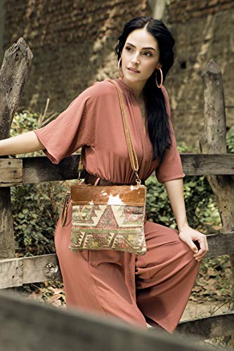 Image of Myra Bag Aztec Purse for Women - Canvas Bag with Real Leather Detailing, Boho Handbags for Women, Cute Western Purse