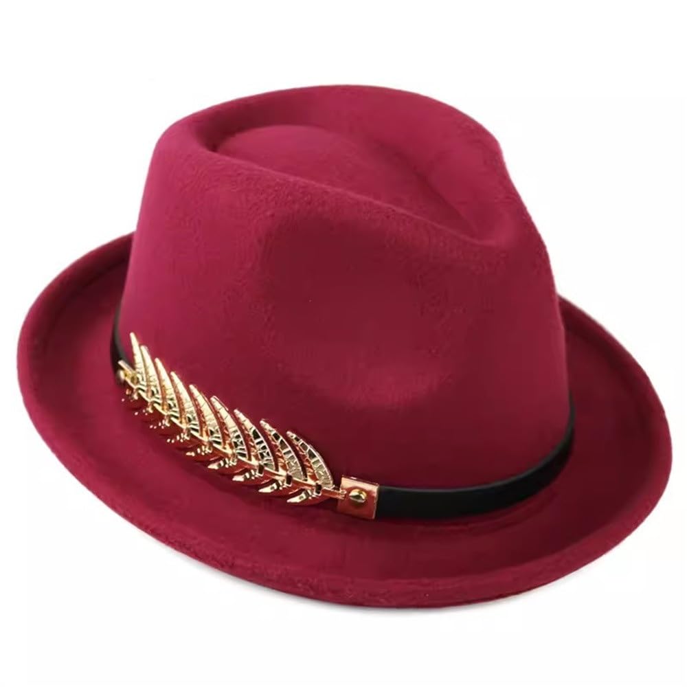 Sombrero De Copa Clásico Para Hombre Bombín unisexSombrero de jazz for escenario Sombrero de hombre gentil(Red)