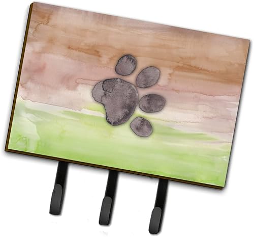 Miniatura 1 de Caroline's Treasures BB7359TH68 - Correa o llavero de acuarela con pata de perro, ganchos de pared, ganchos para llaves, soporte para colgar llaves,