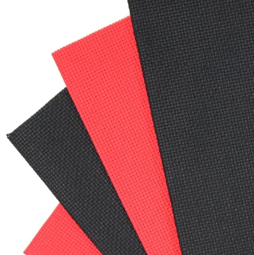 Image of KCS 4 /6 pc of 12 inch x 18 inch 30cmx45cm 16CT Counted Cotton Aida Cloth Cross Stitch Fabric (Red+Black, 4 pc)