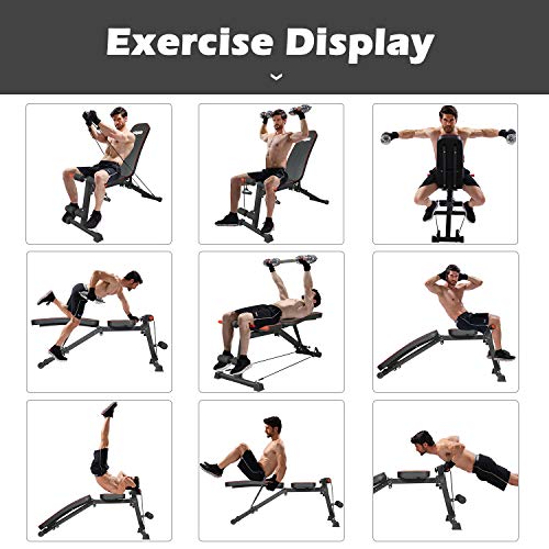 VIAGDO Adjustable Weight Bench Foldable Workout Bench Press for Home Gym, Multi-Purpose Exercise Bench Strength Training Equipment Bench, Flat/Incline/Decline Sit Up Bench for Full Body Workout