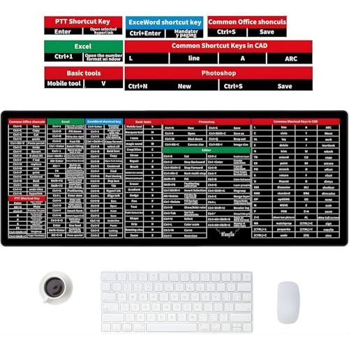 Image of Shortcut Key Keyboard Mat for PC and Laptop | Large Size 80x30 cm Anti-Slip Desk Pad | Shortcut Guide Mouse Pad for Coding, Editing, Designing, Office and Study (Multicolour)