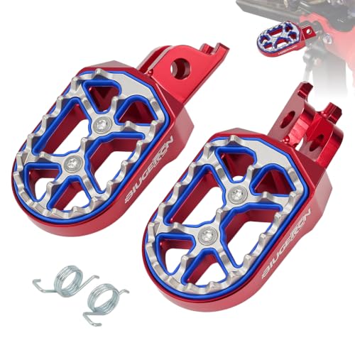 Image of JFG RACING Dirt Bike Foot Pegs,Double Deck CNC Rest Pedal Footpegs for CR125 CR250 02-11 /CRF150R 07-24 /CRF250R 04-24 /CRF300L 21-24 /CRF450R 02-24 /CRF250X CRF450X CRF250RX CRF450RX-Red