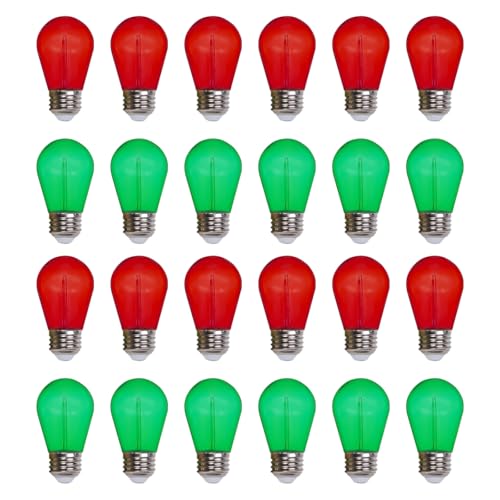Jslinter S14 Colored Light for Christmas String Bulbs Replacement 24-Pack
