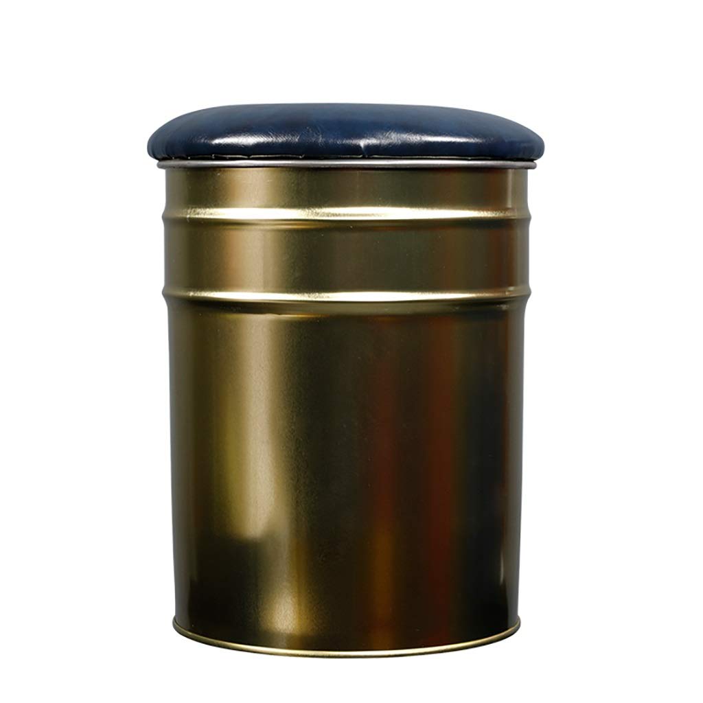 AYCDL Barstool Rustic Storage Bins Metal Stool Round Ottoman Seat,D