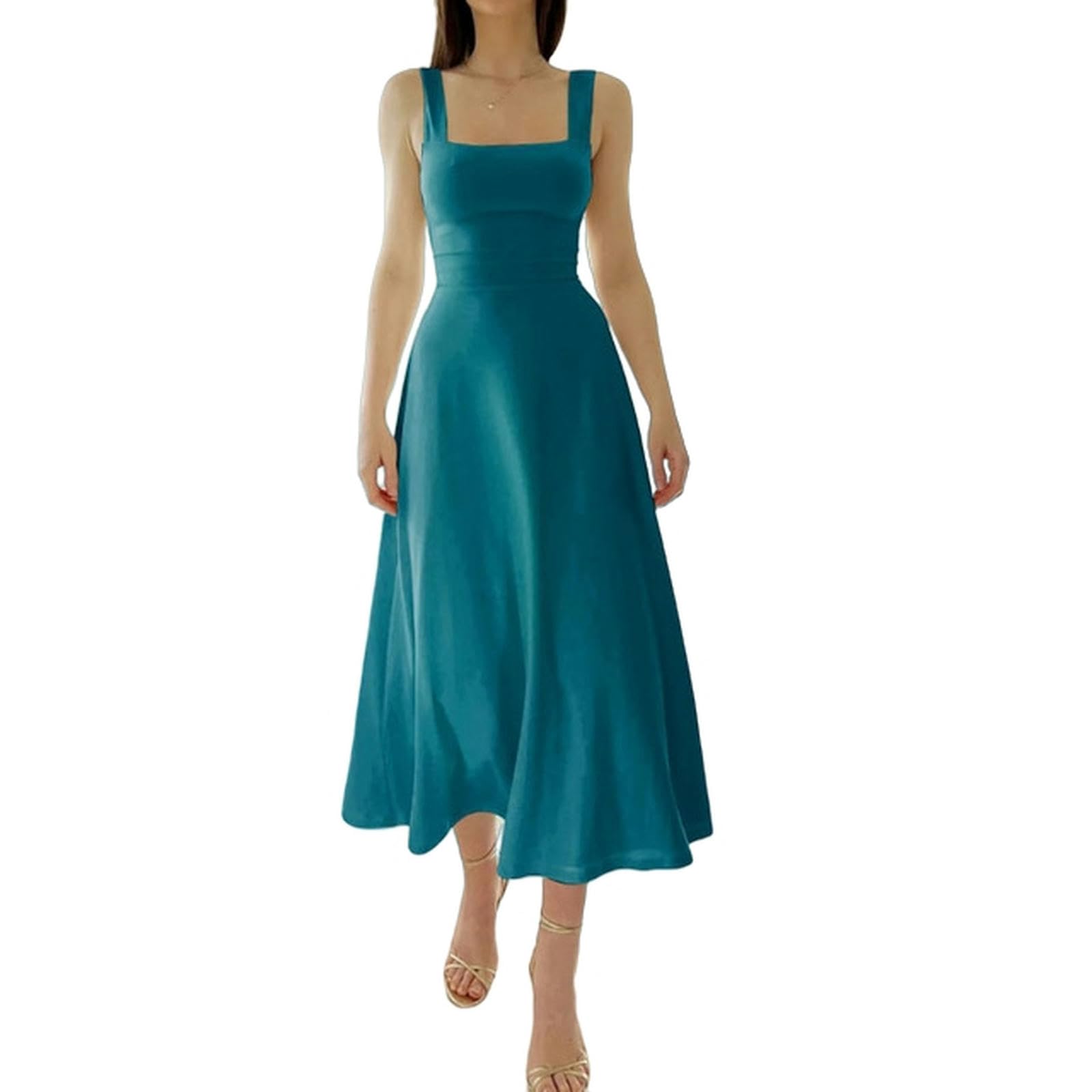 NOGRAX Vestito Abiti da Festa Estate Femmina Manica Vestito in Vita Sottile Donna Spalla A Un Collo A Una Linea Abito A Una Linea