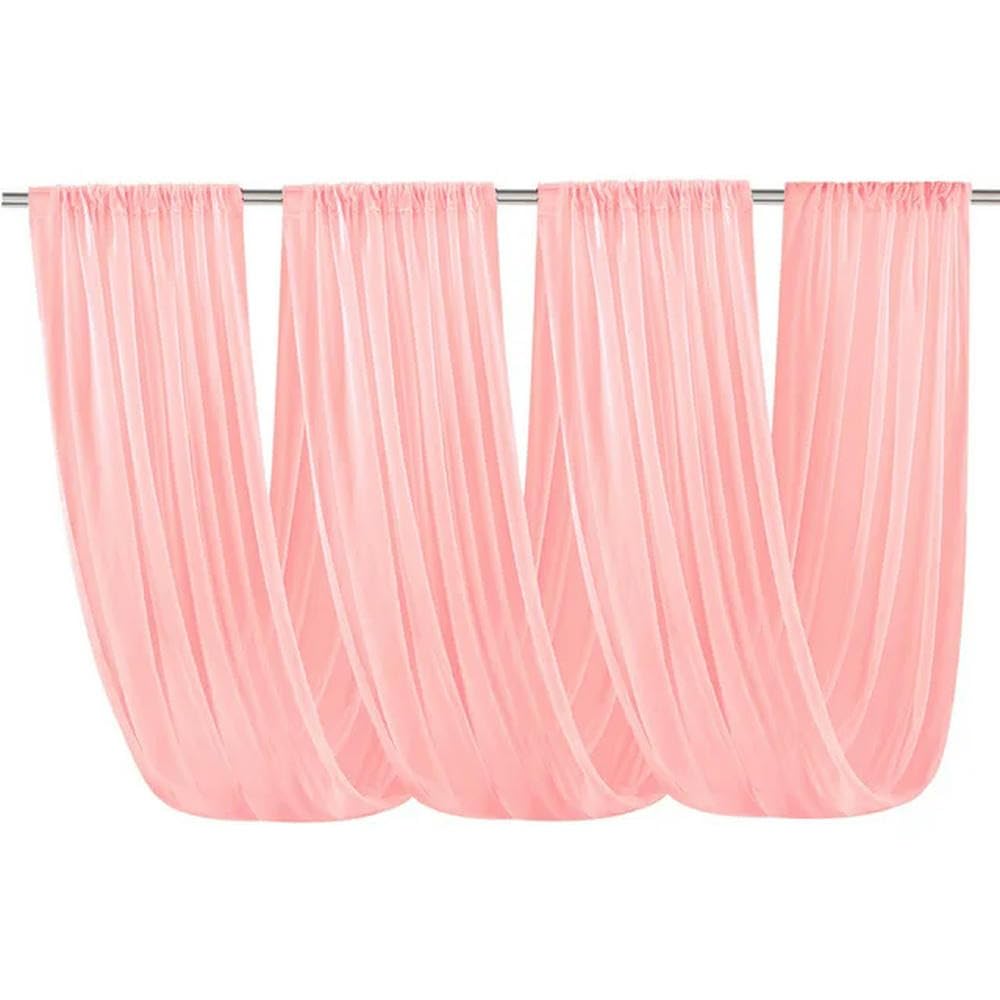 PLQWMR White Chiffon Curtains, Sheer Wedding Backdrop Drapes for Ceremony, Elegant Party Decor, Ceiling Draping and Arch Decoration