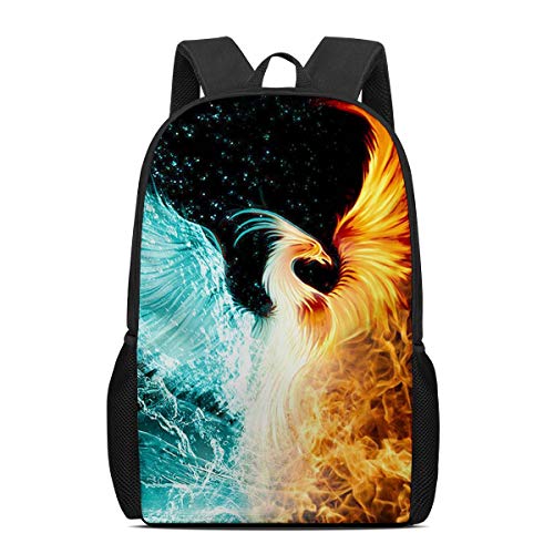 Amzbeauty Water and Fire Phoenix Printing Backpack Popular Bookbag School Rucksack for Elementary or Middle School Boys and Girls