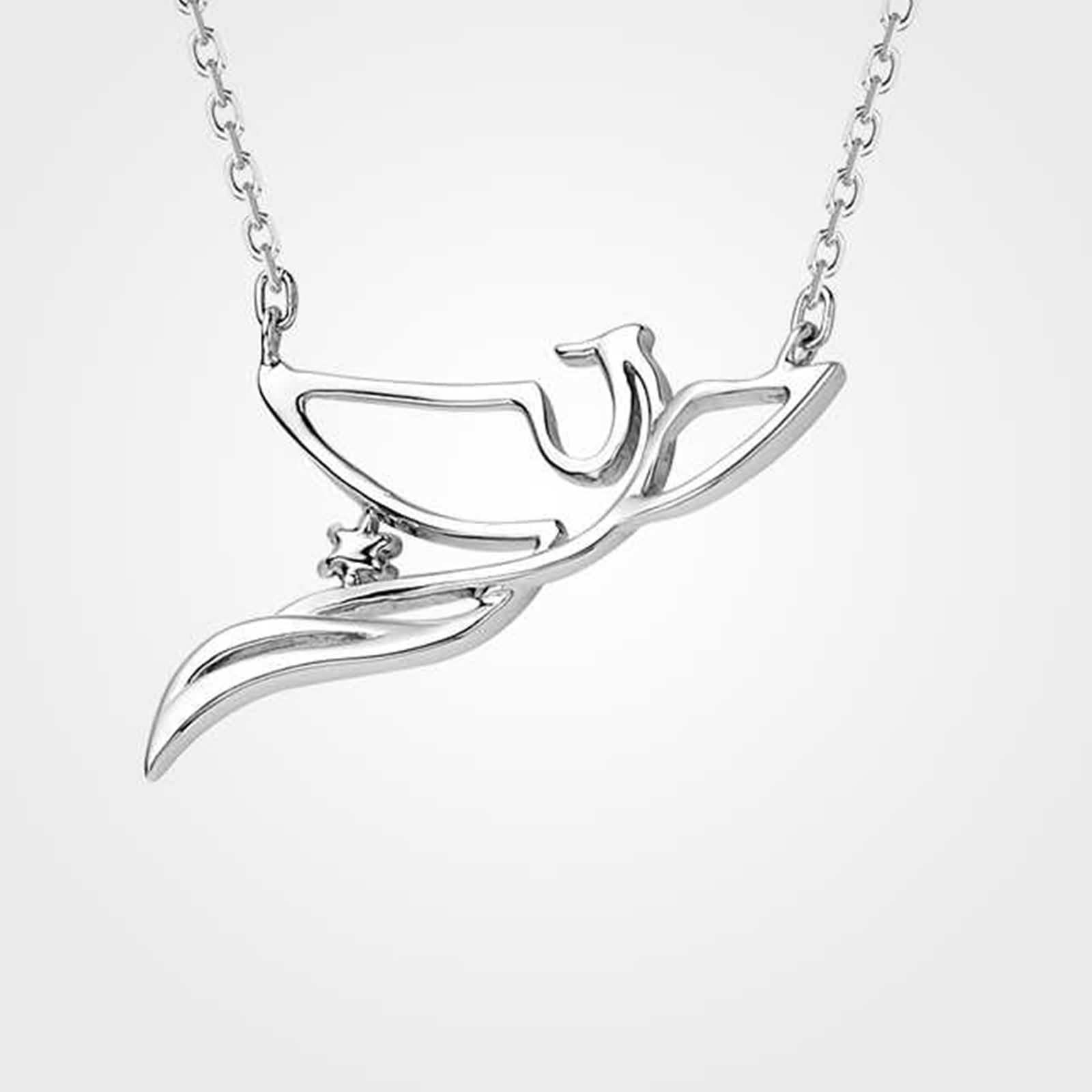 Collana da donna con ciondolo, collana lunga alla moda, con diamante bianco, 9 K/14 K/18 carati