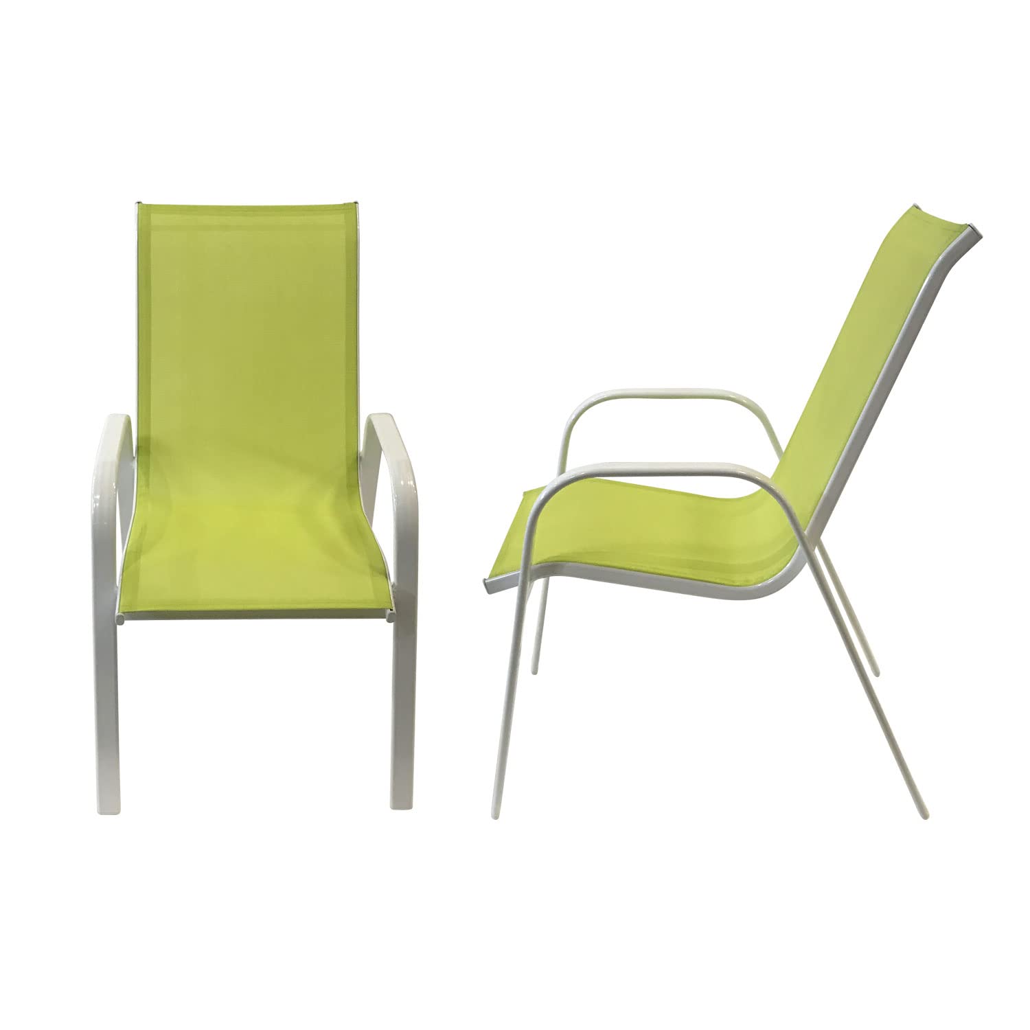 Happy Garden Lot de 4 chaises de Jardin Marbella - Textilène Vert et Aluminium Blanc