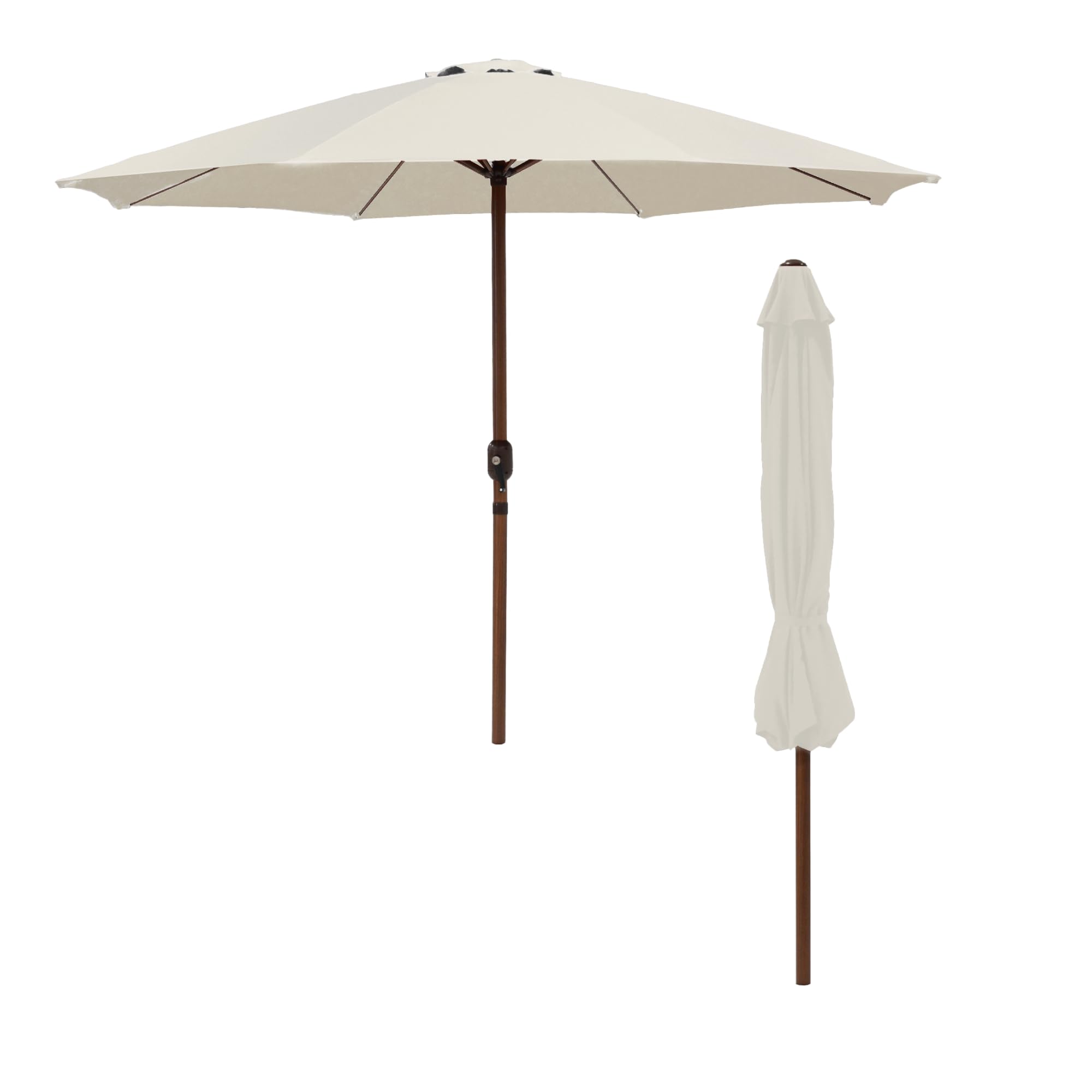 JJ. Parasol droit Ouverture avec manivelle Toile professionnelle renforcée résistante aux UV