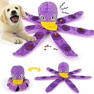 TOTARK Dog Snuffle Toys for Medium Large Dogs, Octopus Interactive Dog Toys for Boredom, Squeaky Dog Treat Puzzle Toys for Foraging Instinct Training Slow Feeding