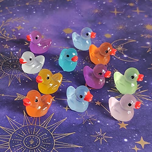 160 Pieces Luminous Mini Resin Ducks Glow In The Dark Tiny Ducks Miniature Ornament Mini Ducks Figures For Garden Dollhouse Landscape Potted Plants Decoration Diy Crafts Decors(8 Colors) #TOP2