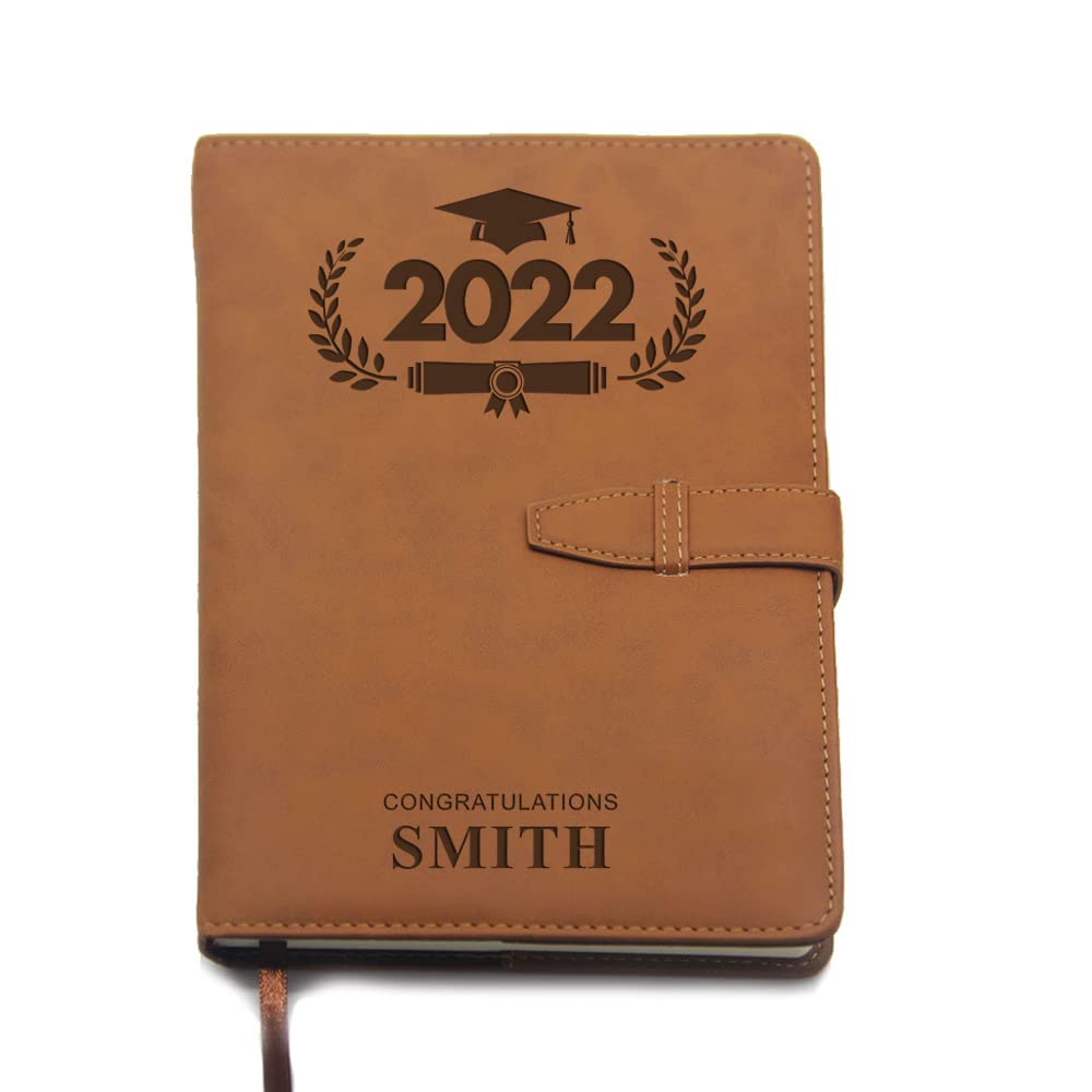EDSG Personalised Gift for Mum Women Men Journal Diary Notebook Custom PU Leather Notebook Leather Diaries for Him Girl Her Daughter Boy Gift for Birthday Graduation A5 Size (Brown Design 2)